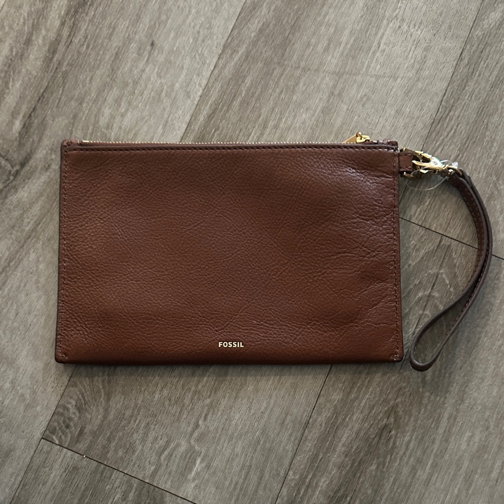 Fossil Brown Leather Clutch